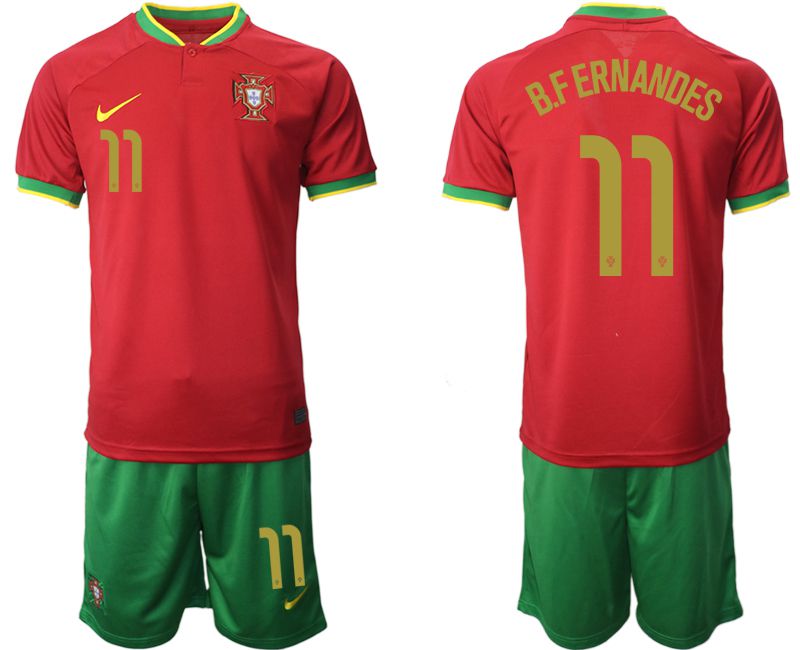 Men 2022 World Cup National Team Portugal home red #11 Soccer Jersey